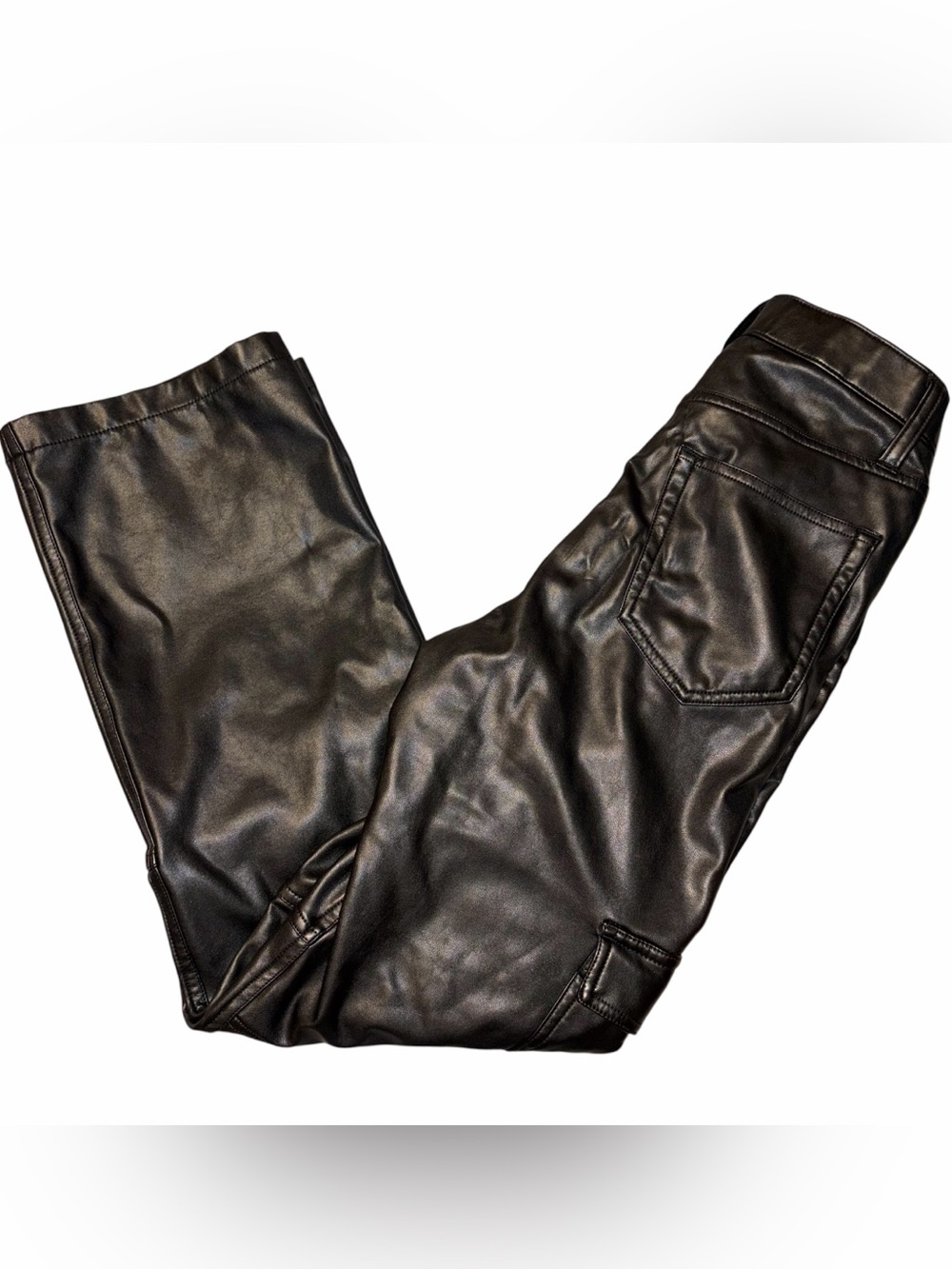Abercrombie & Fitch The 90’s Relaxed Jean High Rise Black Vegan Leather 26 Short
